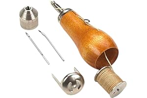 Wishlink Leather Sewing Kit Needle and Waxed Thread Leather Sail Canvas Heavy Repair Professional Sewing Awl Tools