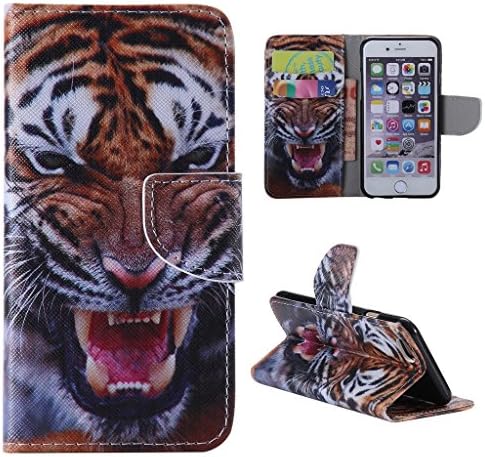 iPhone 6S 4.7" Case,iPhone 6 Cover,ahere Flip Painting Lifelike Tiger PU Leather Wallet Case for Apple iPhone 6/6S 4.7"(Built-in ID/Credit Card Slot)