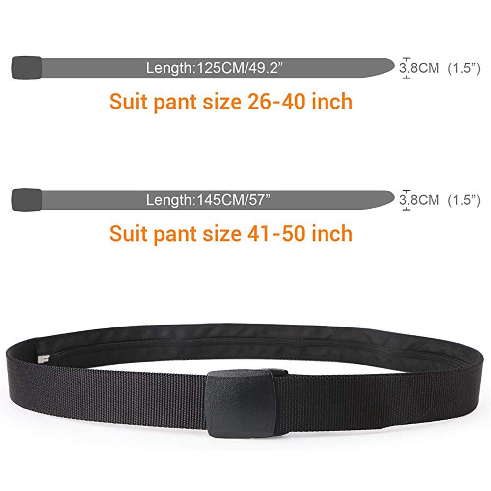 JasGood Reise versteckt Geld Tasche Nylon Gürtel Anti-Theft Wallet Nicht-Metallschnalle Damen & Herren Gürtel