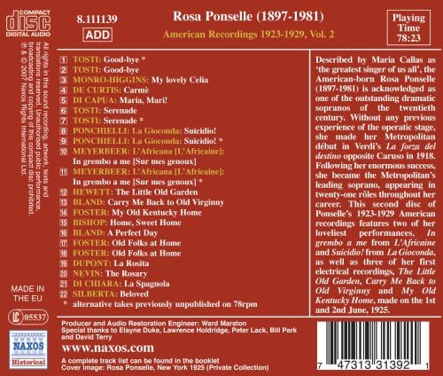 PONSELLE, Rosa: American Recordings, Vol. 2 - Image 4