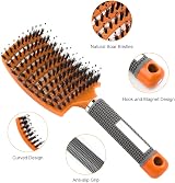 URAQT Hair Brush Boar Bristle Paddle for Women Detangle Soft Massage Red view 2