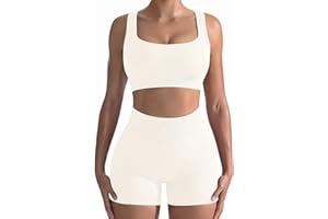 niyokki Workout Sets for Women Seamless Crop Tops Leggings Matching 2 Pieces Outfits Two Piece Yoga Workout Outfits