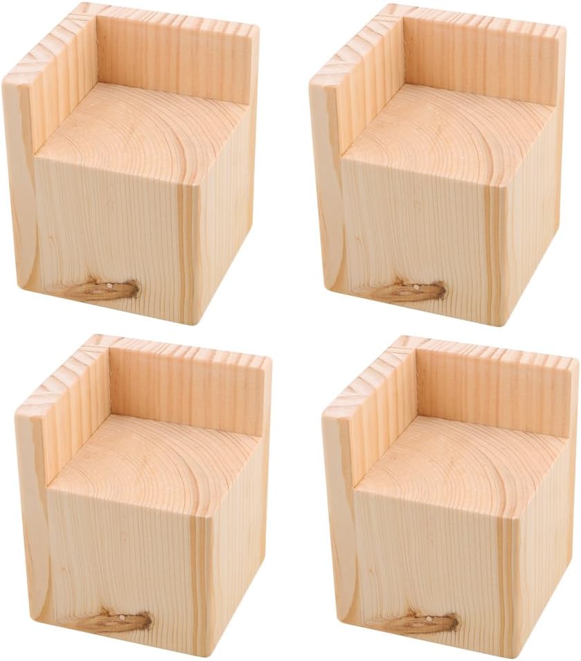 8.8x8.8x8cm L-Shaped Semi-Closed Lift Wood Bed Desk Riser Lifter Table Furniture Soft Feet Lifts Storage Set of 4