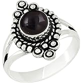 Round Shape Natural Gemstone Vintage Style Handmade Rings for Women - 925 Silver Overlay Handmade Birthstone Ring Jewelry Gift for Her Mom Wife Sister