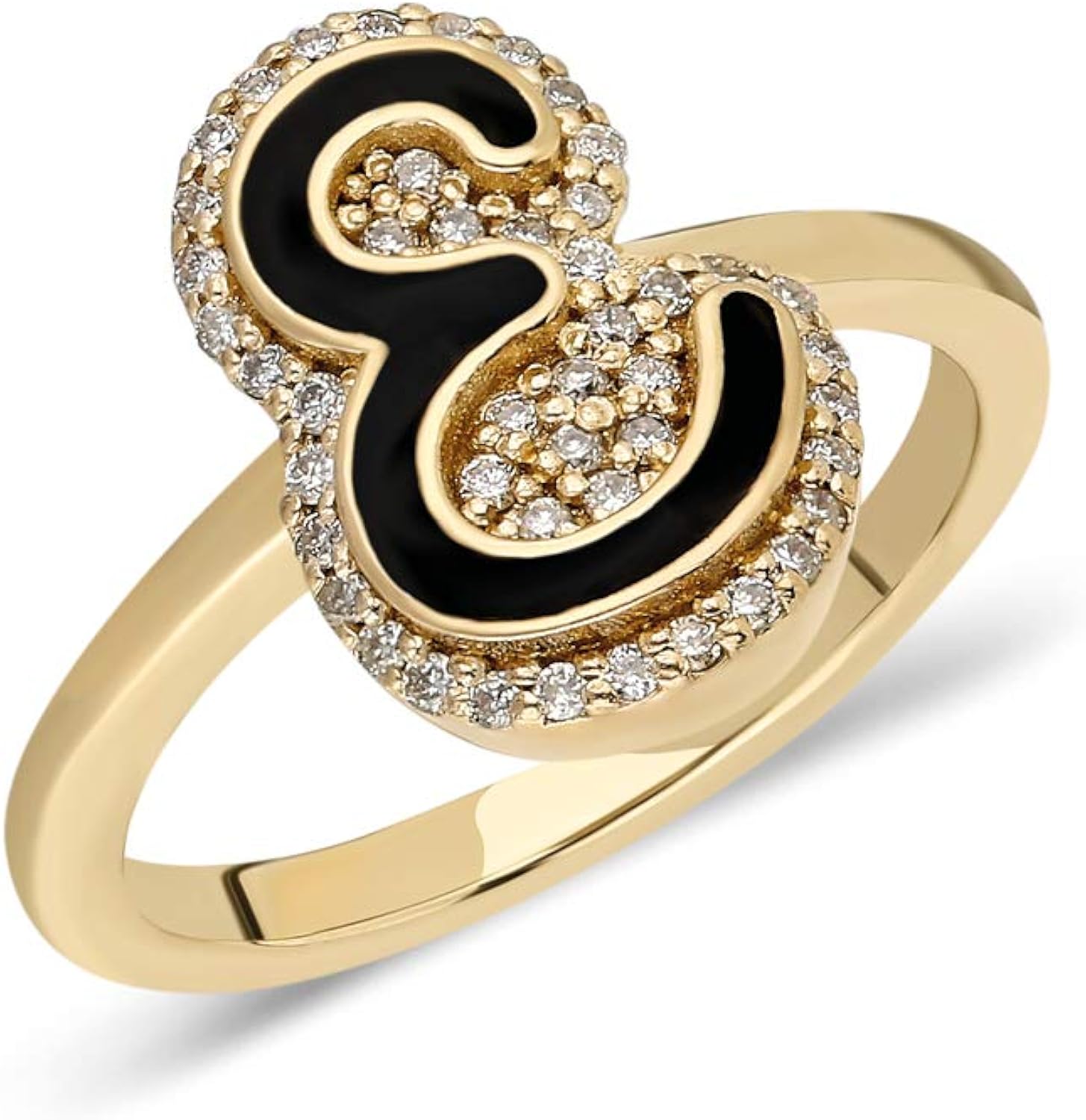 Si Jewels By Sandra Silberring mit 925 Karat emailliertem Buchstaben, funkelnder emaillierter