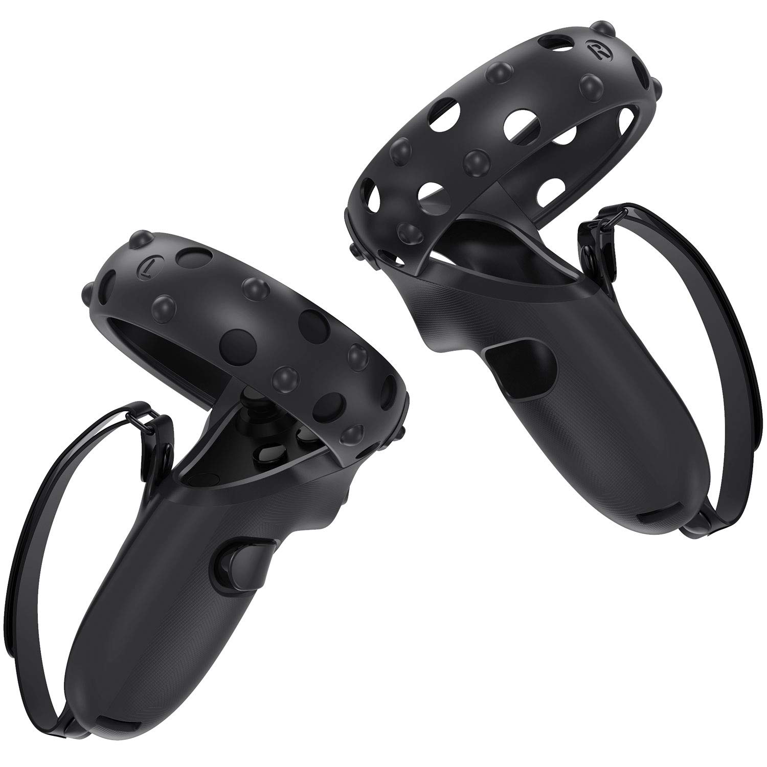 KIWI design Touch Controller Grip Cover & Silicone Protective Ring Cover Custom Set for Oculus Quest 1 / Rift S Accessories Anti-Throw Handle Protective Sleeve with Adjustable Hand Strap (Black)