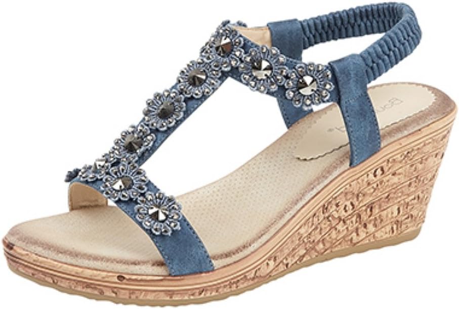 Boulevard Ladies/Womens Elasticated Flower Trim Halter Back Sandal