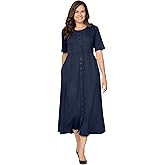 Woman Within Women's Plus Size Button-Front Essential Dress