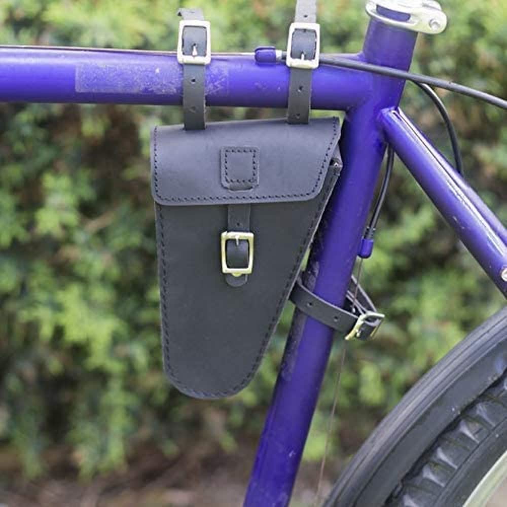 London Craftwork Frame Bike Bag Genuine Leather in Black TRIGL-BL