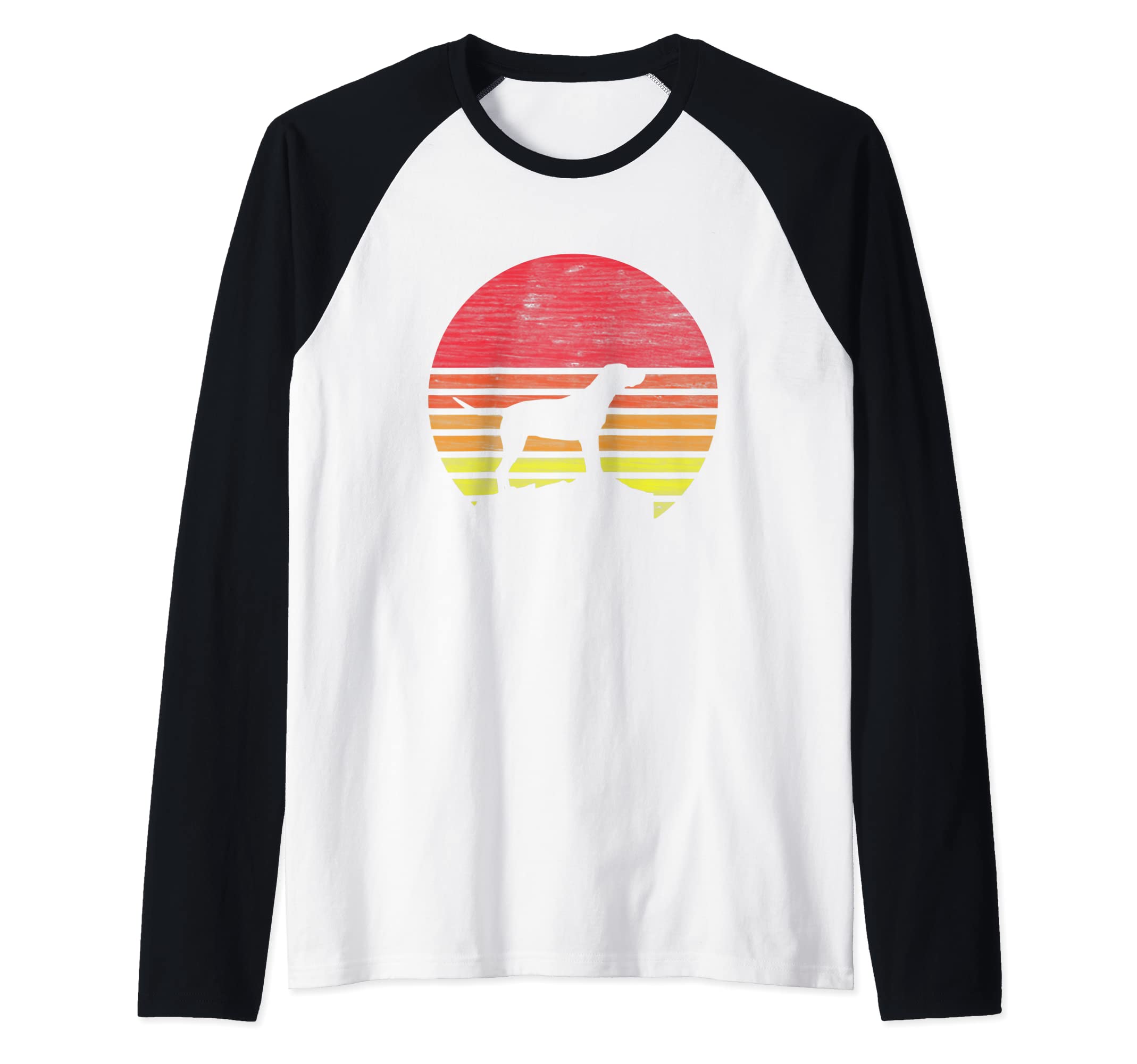 Retro Labrador Dog Silhouette Raglan Baseball Tee