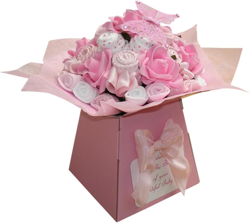 Baby Girl Clothing Pink Bouquet Baby Shower Gift 6-9 Months