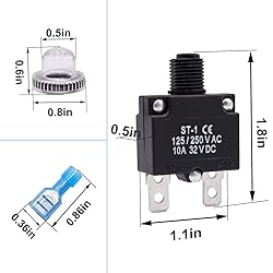 mxuteuk 5Pcs 10Amp Circuit Breakers Push Button