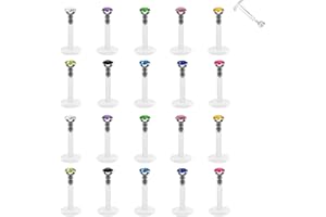 D.Bella Tragus Earrings 16G 12G Surgical Steel & Diamond CZ Cartilage Hoop Rings Labret Monroe Medusa Lip Ring Retainer Rook 