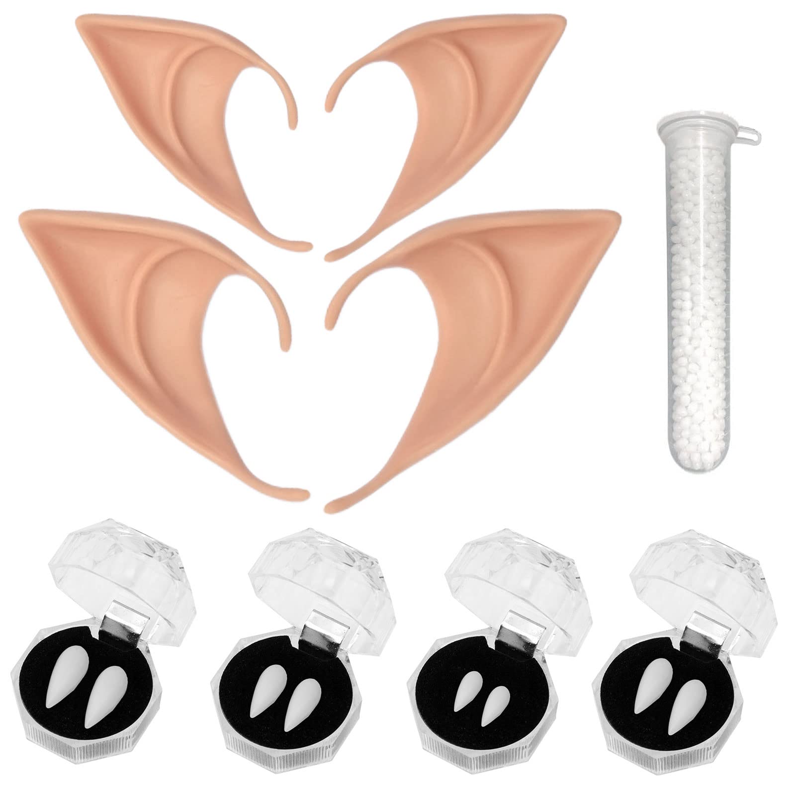 Vampire Fangs Kit - Latex Elf Ears & Vampire Teeth for Adult Cosplay & Halloween Party