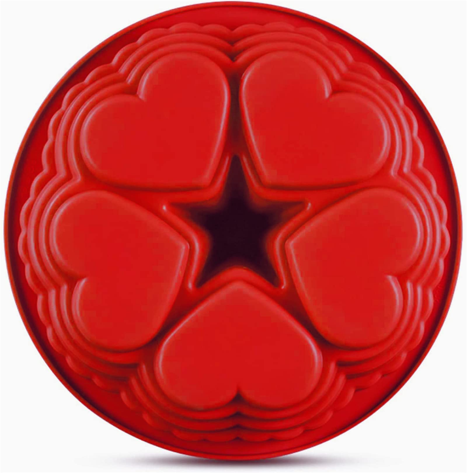 9.5'' Love Heart Silicone Baking Mould, FantasyDay Anniversary Tray-Wedding Festival Party Silicone Cake Mold for Muffin Candy Chocolate Gummy Butter Fondant Soap Bread Loaf Brownie Cornbread Ice Cube