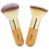 Matto 2-Piece Short Makeup Brush Set with Powder and Foundation Brushes | Short bamboo handle makeup brushes for travel. Powder brush for loose or pressed powder. Foundation brush for liquid, cream