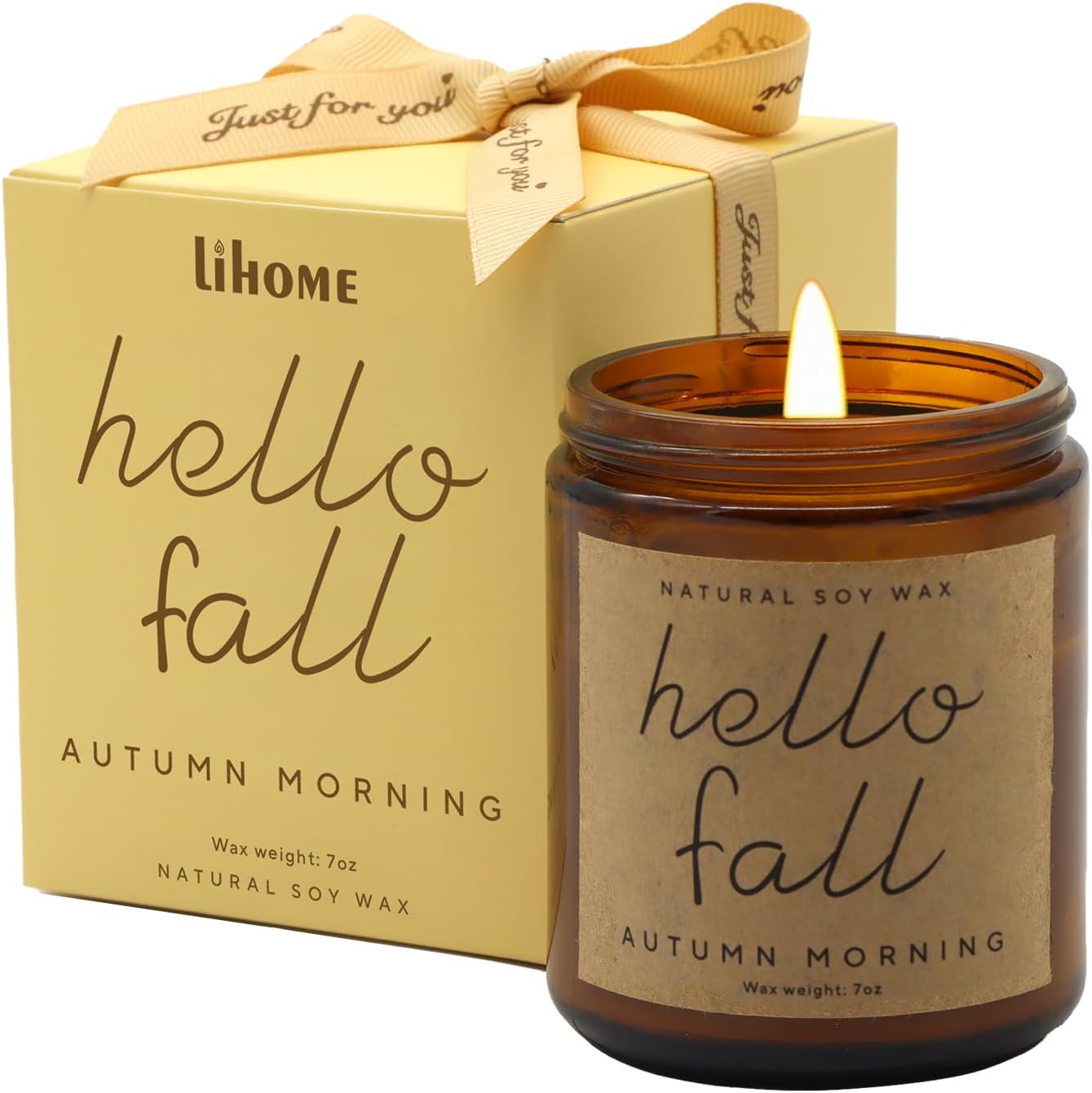 Candles & Holders - Fall Decorations for Home - Fall Candles, Fall Gifts for Women, Natural Soy Wax Autumn Morning Scented Candles