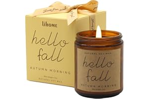 LIHOME Fall Decorations for Home - Fall Candles, Gifts for Women, Natural Soy Wax Autumn Morning Scented Candles