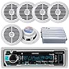 New-Kenwood-Outdoor-Waterproof-KMRM315BT-ATV-Bike-Yacht-USB-AUX-Radio-Bluetooth-6x-65-Inch-White-Marine-Speakers-400W-Marine-Amp-Outdoor-Audio-Kit