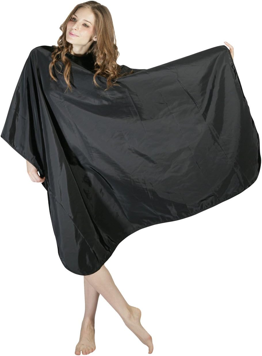 WM Beauty 6 Colours Available 50'' x 58'' Professional Water Repellent Adjustable Hair Salon Cape with Snaps Closure, Black