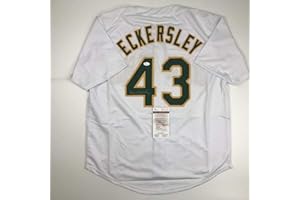 HOFSM.COM HALL OF FAME SPORTS MEMORABILIA Autographed/Signed Dennis Eckersley Oakland White Baseball Jersey JSA COA