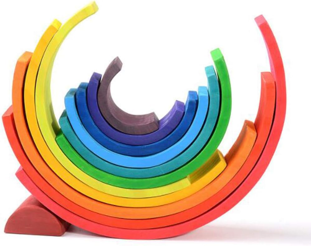 LMYG Wooden Rainbow Blocks, Lernspielzeug Wooden Rainbow Stacker