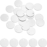 MECCANIXITY Metal Stamping Tags,1 Inch Round Silvery Aluminum Stamping Blanks for Necklace Bracelet Dog Pet ID Jewelry Making 20Pcs
