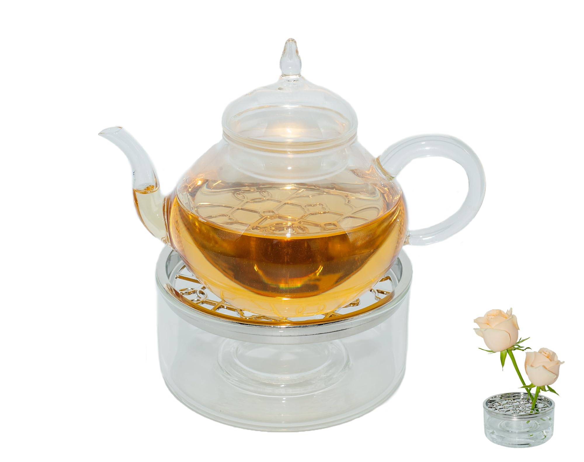 Photo 1 of Curret Glass Teapot 260ML With Glass Tea Warmer - Dishwasher Safe | Handcrafted, Lead-Free | Perfect for Tea, Coffee, Milk, and More | Elegant Design for One-Person Use(teapot with warmer)