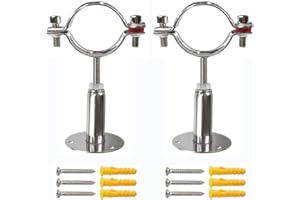 2" Stainless Steel Wall Mount Ceiling Mount Pipe Support，Adjustable Pipe Bracket Clamp Comes with Screws and Expansion Tube f