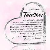 Teacher Appreciation Gifts for Women Teacher Men Birthday Thank You Gifts Ideas for Teachers Office Desk Decor for Home Heart Acrylic Sign Christmas Gift