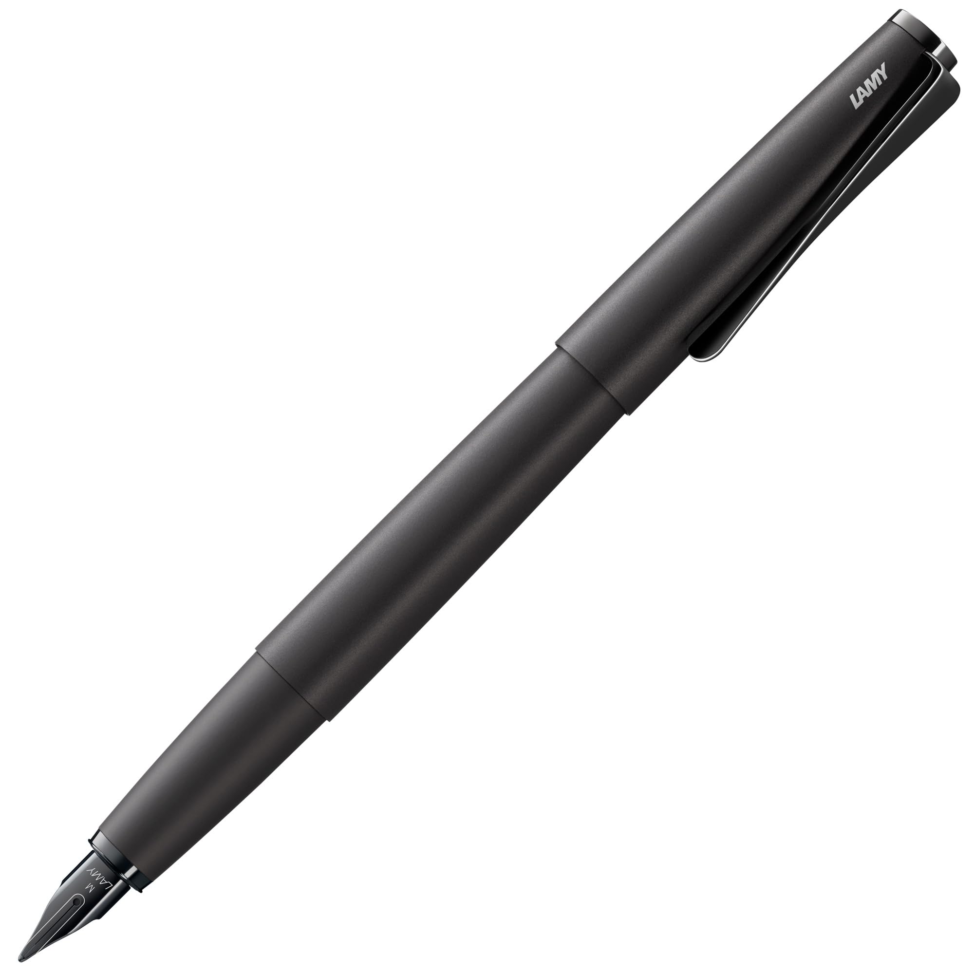 Lamy studio lx-all-black - Fountain Pen in elegant metal body - steel nib, partially platinum-plated & in nib size B - incl T 10 blue ink cartridge