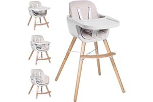 High chairs for babies and toddlers,3 in 1 Convertible Wooden highchair, Baby High Chair with Adjustable Legs,5 point harness