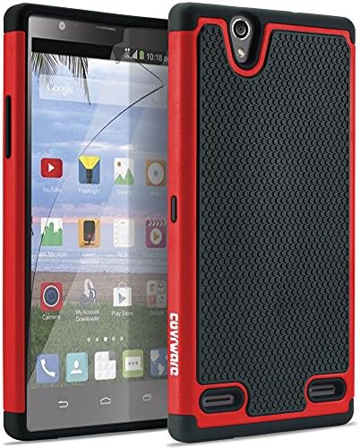 COVRWARE ZTE Lever LTE Case - [ Armor Defender] Dual Layer [ Shockproof ] [ Drop Protection] Protective Case for ZTE Lever LTE Z936L - [ Include HD Invisible Film ] Retail Package - Red