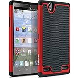 COVRWARE ZTE Lever LTE Case - [ Armor Defender] Dual Layer [ Shockproof ] [ Drop Protection] Protective Case for ZTE Lever LTE Z936L - [ Include HD Invisible Film ] Retail Package - Red