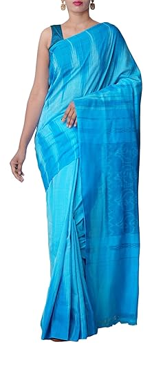 Odisha Handloom Womens Sambalpuri Cotton & Art Silk Saree (cr bl kar_Blue)