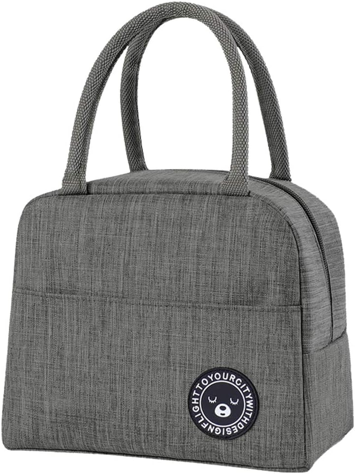 ZoneYan Lunch Bag, Picnic Handbag, Small Cool Bag for Lunch for Women, Mini Cooler Bag for on The Go, Foldable Lunch Bag, Organizer Storage Bag for Work School Picnic (Gray)