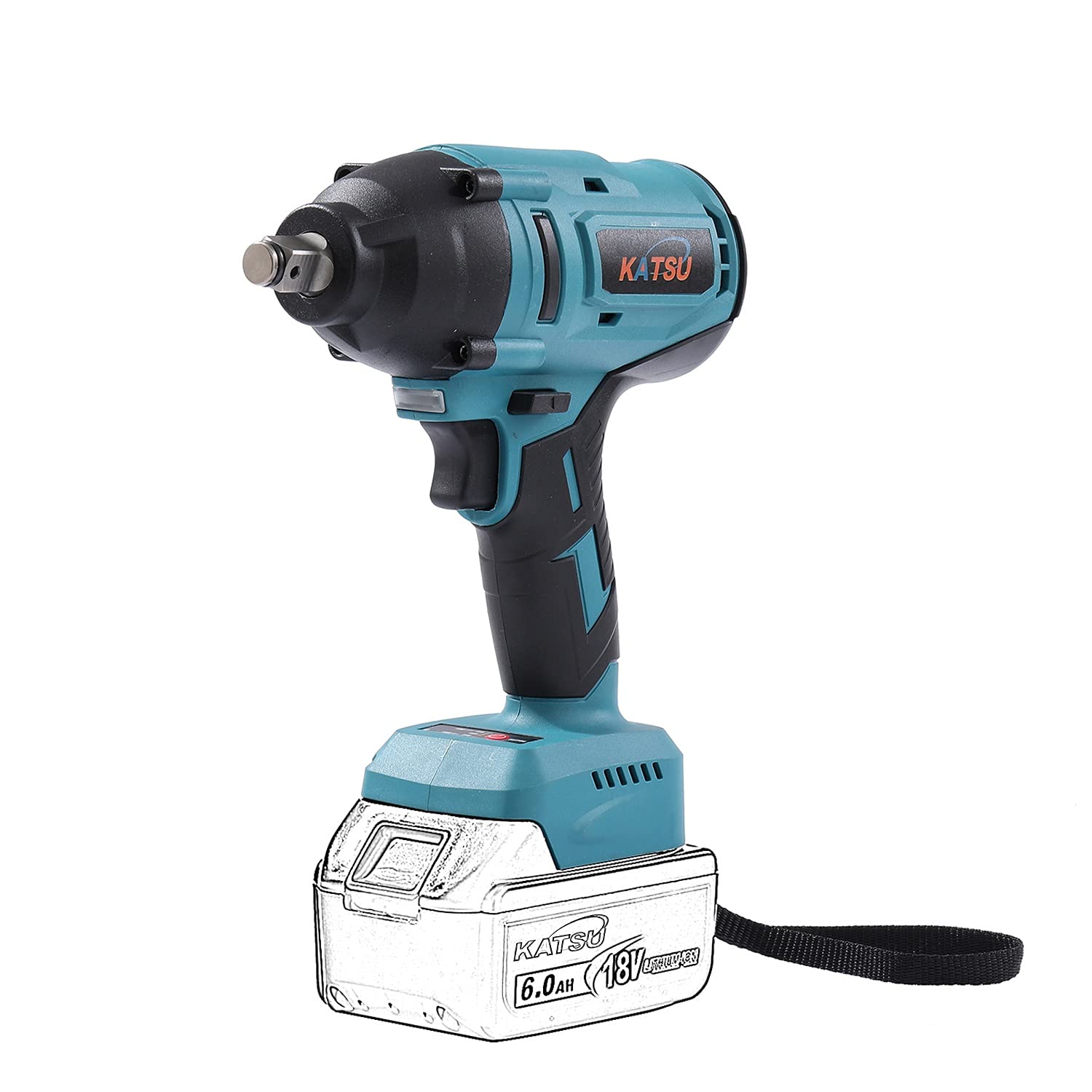 KATSU FIT-BAT 21V 18V Cordless Brushless Impact Wrench 1/2 Inch 600N.M Super Torque Without Batteries (Body Only)