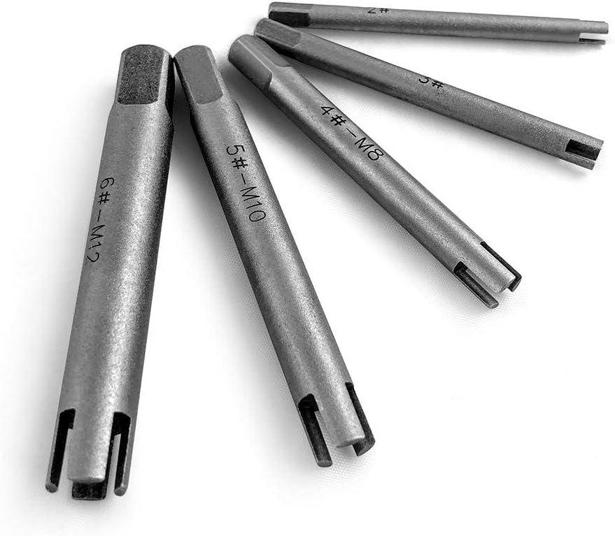 QWORK Tap Extractor Set 3/4 Flute 5 Pcs M5-M12 High Speed Steel