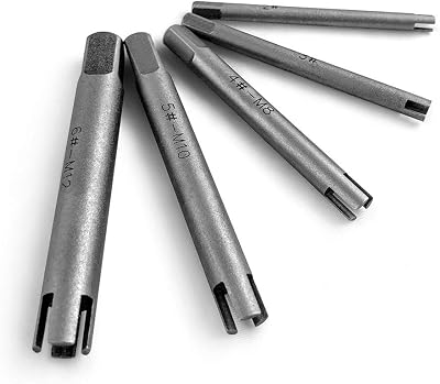 QWORK Tap Extractor Set 3/4 Flute 5 Pcs M5-M12 High Speed Steel