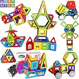 LearnFun 60 Piece StrongMagnetic Building Block Set - Colorful 3D Construction Tiles for Children - Best Educational, Learning Preschool Creativity Kit STEM Toys for Toddlers, Kids, Girls & Boys