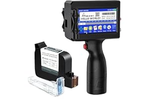 Phezer Handheld Inkjet Printer with 0.5 Inch Nozzle for QRCode Barcode Production Date Time Logo Batch Number Print On Glass 