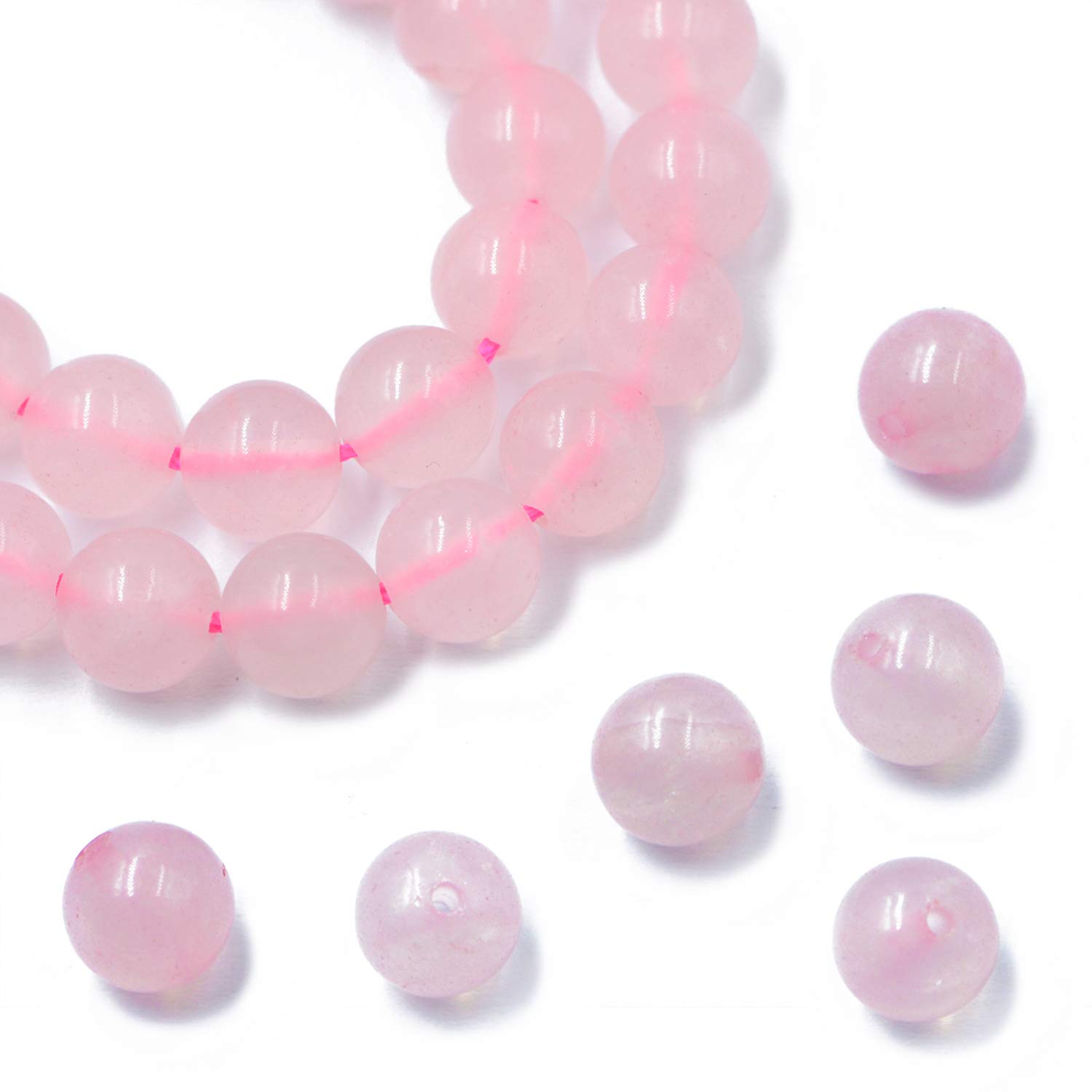 AD Beads Natural Gemstone Round Loose Beads 15" for Bracelet Necklace Earrings Jwelery Making Crafts DIY (6mm, Rose Quartz)