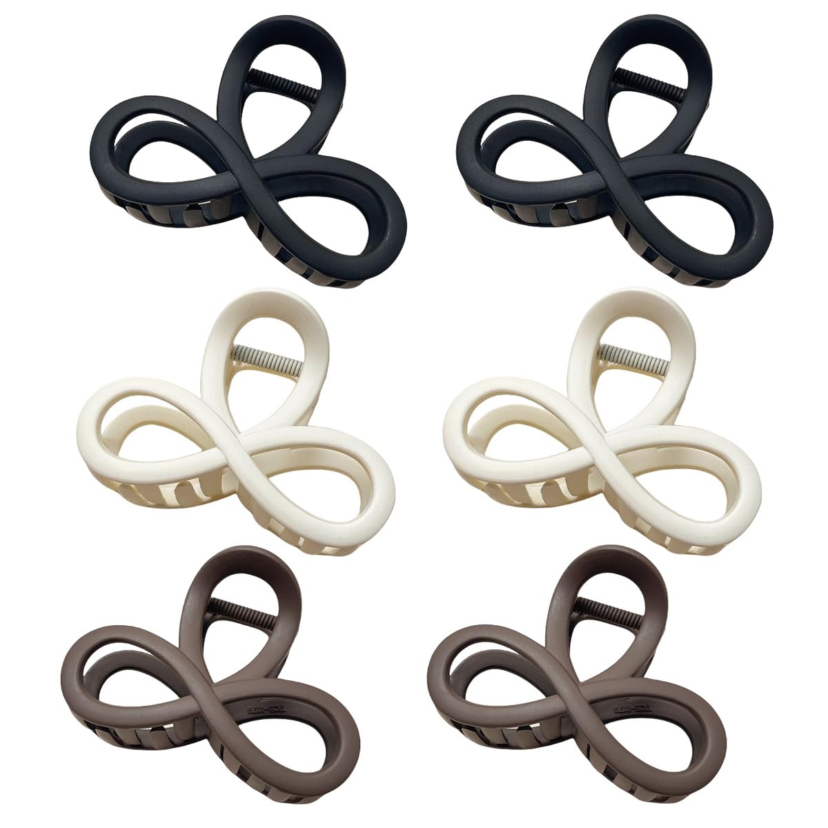 QIRIU 6 Pcs Vintage Matte Nonslip Claw Clips - Large 3.35" Hair Accessories for Thick & Thin Hair, Strong Hold - 3 Colors