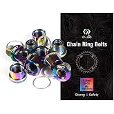 CNC Single/Double Chainring Bolts &amp; Nuts Set, M8x6.5mm for MTB/Road Bike | 5 PCS M8 Single/Double Speed Chain Ring Screws, Alloy‑Steel, 4‑bolt fasteners for Bicycle/BMX/Mountain/Road Bike/Fixed‑Gear