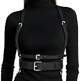 OURWORTL Punk Leather Harness Waist Belt for Women Goth Accessories Rave Accessory Adjustable Leather Corset Belts