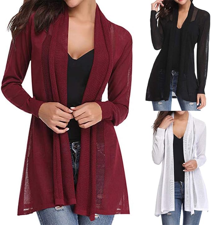 MENAB Ladies Long Length Boyfriend Cardigan Collared Top Long Full