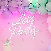 MASTRON Let's Party Sign for Backdrop - 'Let's Party' Sign Decal for Balloon Arch Birthday Graduation Wedding Bachelorette Christmas Celebrate Decorations (White)