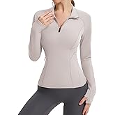 LUYAA Womens Long Sleeve Workout Tops Quater Zip Pullover Running Athletic Jacket with Pockets