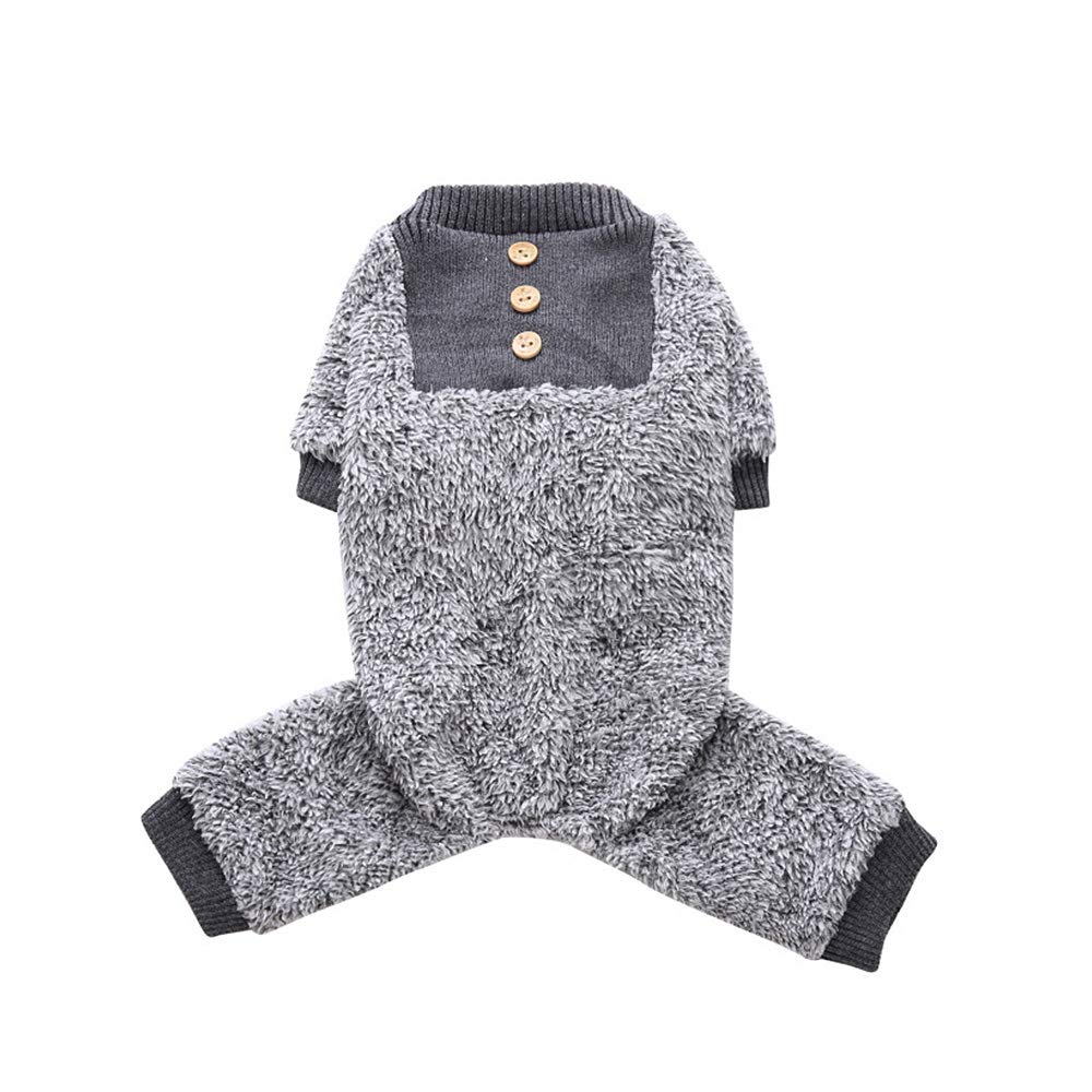 Oncpcare Fuzzy Fleece Dog Pajamas, Soft Warm Dog Coat, Grey, M, Cotton/Fleece, Small Dogs & Cats