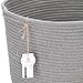 Sea Team Oval Cotton Rope Woven Storage Basket with Handles, Diaper Caddy, Nursery Nappies Organizer, Baby Shower Basket for Kid's Room, 14.2 x 9 x 11.4 Inches (Medium Size, Grey)